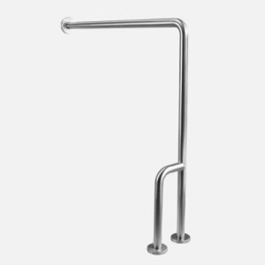 Barra de baño pared suelo de acero inoxidable, cuenta con triple apoyo con Ángulos de 90°.